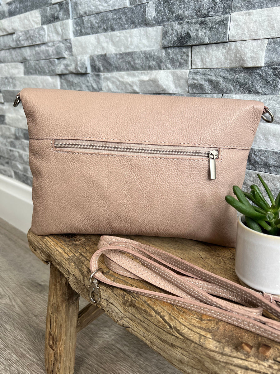 Grey and shop pink clutch bag