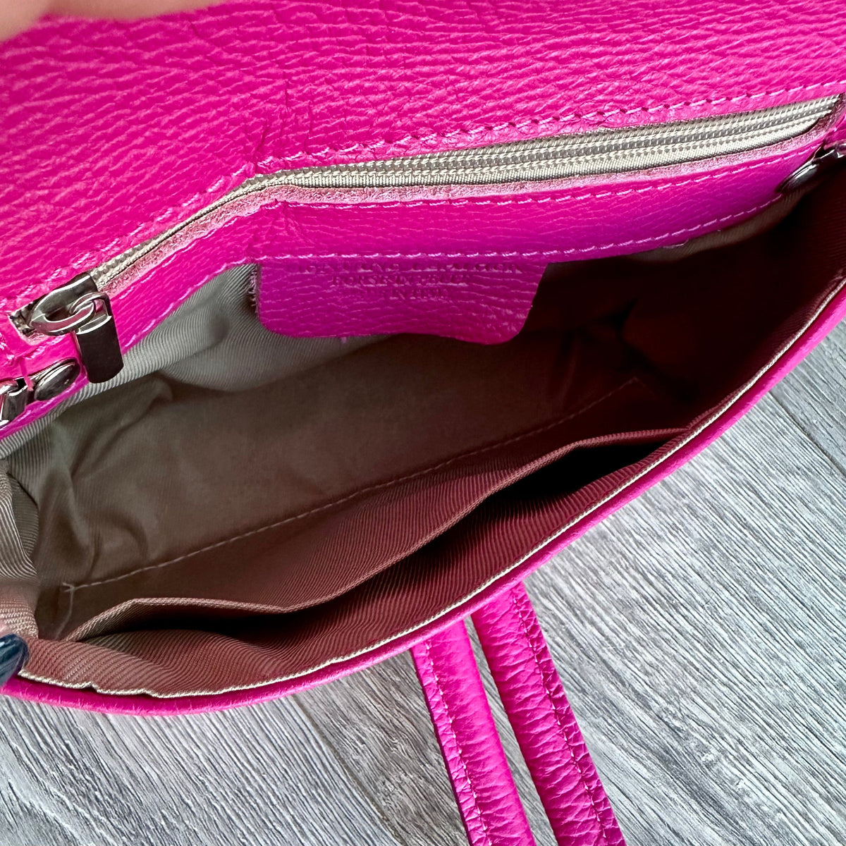 Hot pink leather on sale clutch