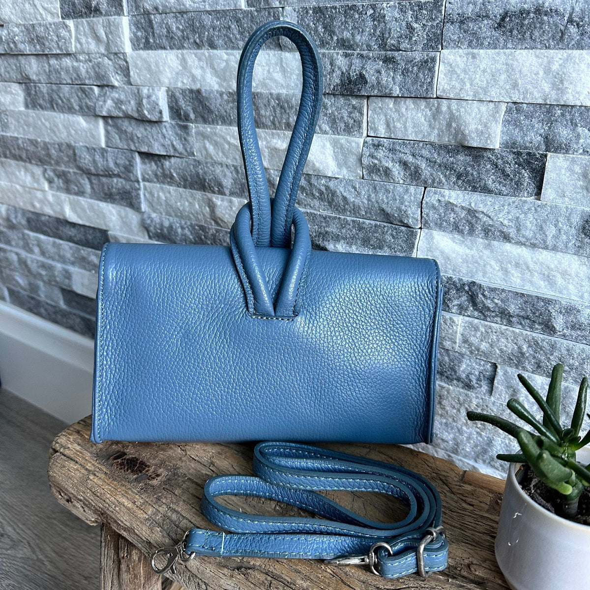 Large blue clutch on sale bag