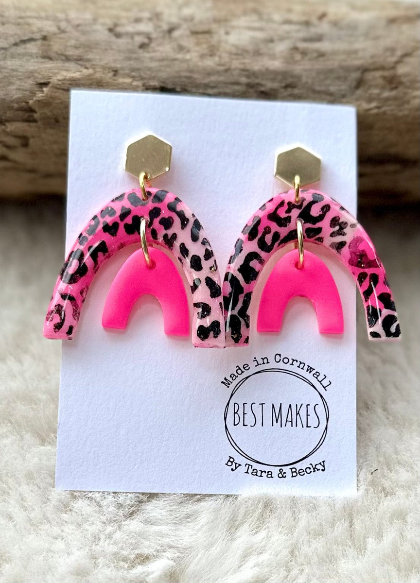 Personalized Drop Fishhook Earrings for Women Panda Pink 