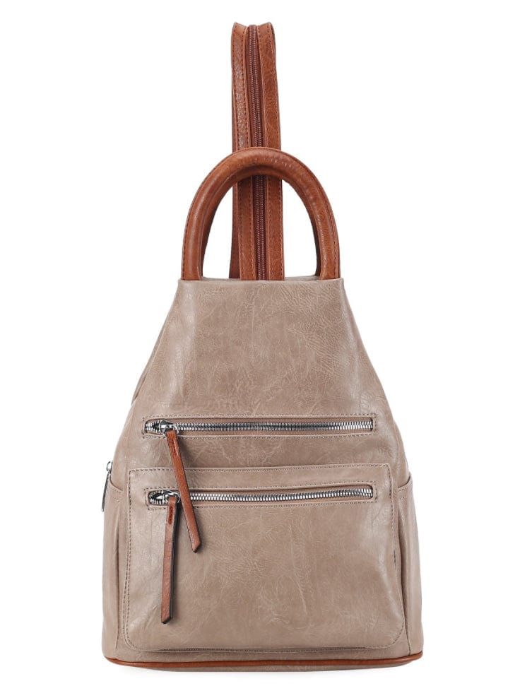 luscious scarves Backpacks Faux Vegan Leather Triangular Backpack with Double Front Pockets, Available in 10 winter colours.