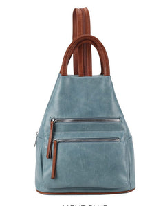 luscious scarves Backpacks Faux Vegan Leather Triangular Backpack with Double Front Pockets, Available in 10 winter colours.