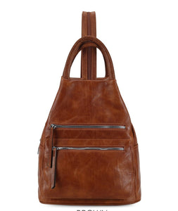 luscious scarves Backpacks Faux Vegan Leather Triangular Backpack with Double Front Pockets, Available in 10 winter colours.