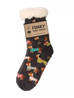 Load image into Gallery viewer, luscious scarves bed socks Sherpa Slipper Socks with Grips,  Funky Designs Ladies / Mens
