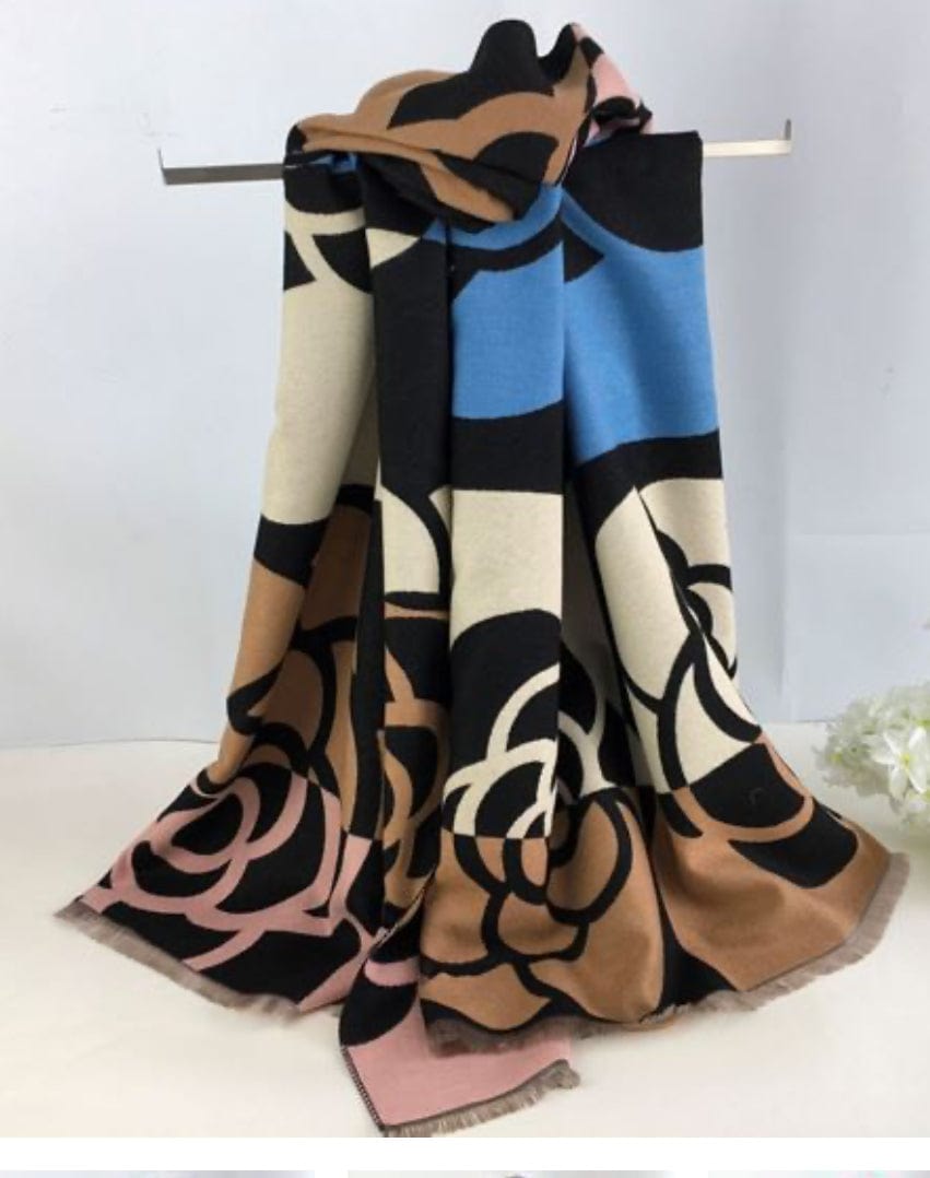 luscious scarves Black & Blue Ladies Mackintosh Style Winter Wrap , Blanket Scarf.