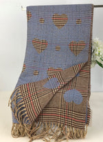 Load image into Gallery viewer, luscious scarves Blue Ladies Hearts and Checks Reversible Scarf .
