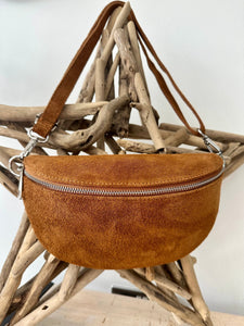 luscious scarves Bum bag Tan brown Italian Suede Leather Bum/Sling Bag