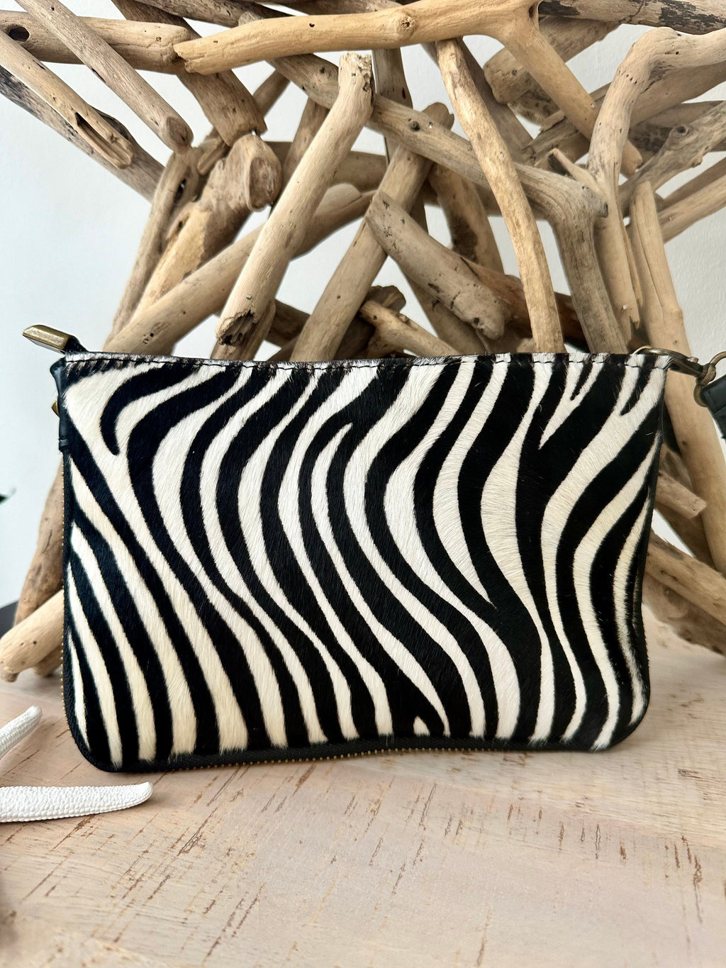 luscious scarves clutch bag Italian Leather Small Zebra Clutch Bag