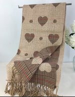 Load image into Gallery viewer, luscious scarves Cream Ladies Hearts and Checks Reversible Scarf .
