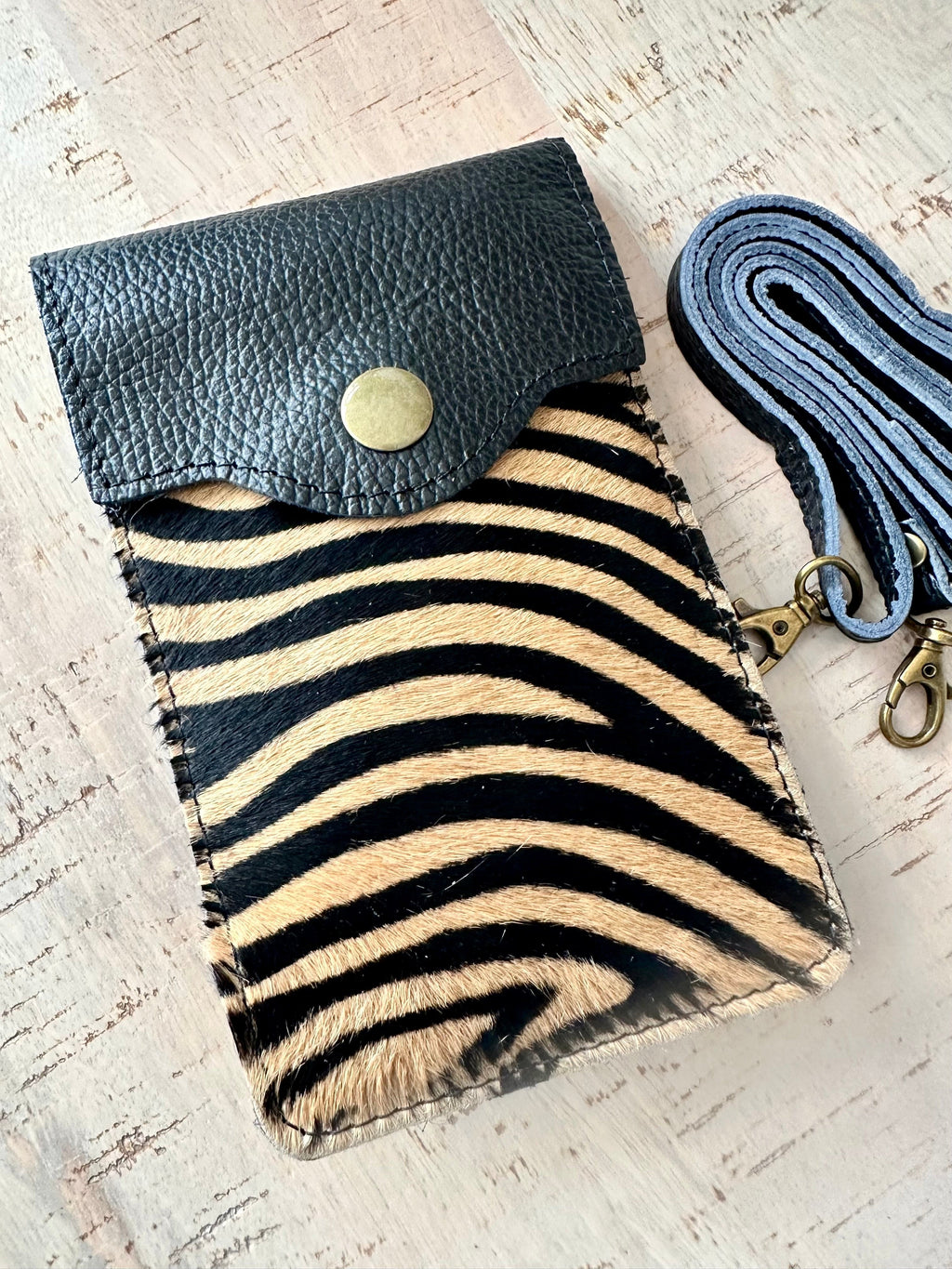 luscious scarves crossbody Italian Leather Multi Pocket Phone Crossbody Bag, Tiger Animal Print.