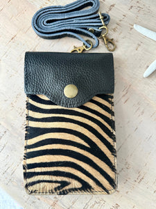 luscious scarves crossbody Italian Leather Multi Pocket Phone Crossbody Bag, Tiger Animal Print.