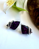 Load image into Gallery viewer, luscious scarves Earrings Miss Milly Deep Purple Polygon Stud Earrings FE689
