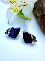 Load image into Gallery viewer, luscious scarves Earrings Miss Milly Deep Purple Polygon Stud Earrings FE689
