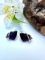 Load image into Gallery viewer, luscious scarves Earrings Miss Milly Deep Purple Polygon Stud Earrings FE689
