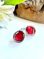 Load image into Gallery viewer, luscious scarves Earrings Miss Milly Red and Silver Tear Drop Earrings FE681
