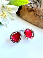 Load image into Gallery viewer, luscious scarves Earrings Miss Milly Red and Silver Tear Drop Earrings FE681
