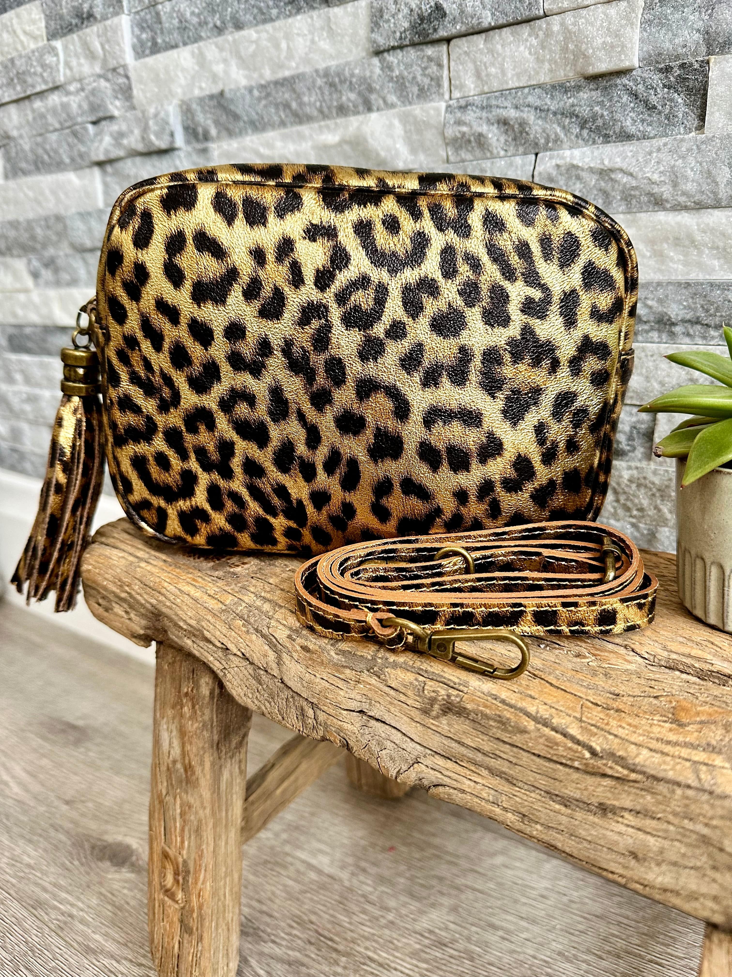 luscious scarves Genuine Italian Leather Animal Print Design Camera Bag , Crossbody.