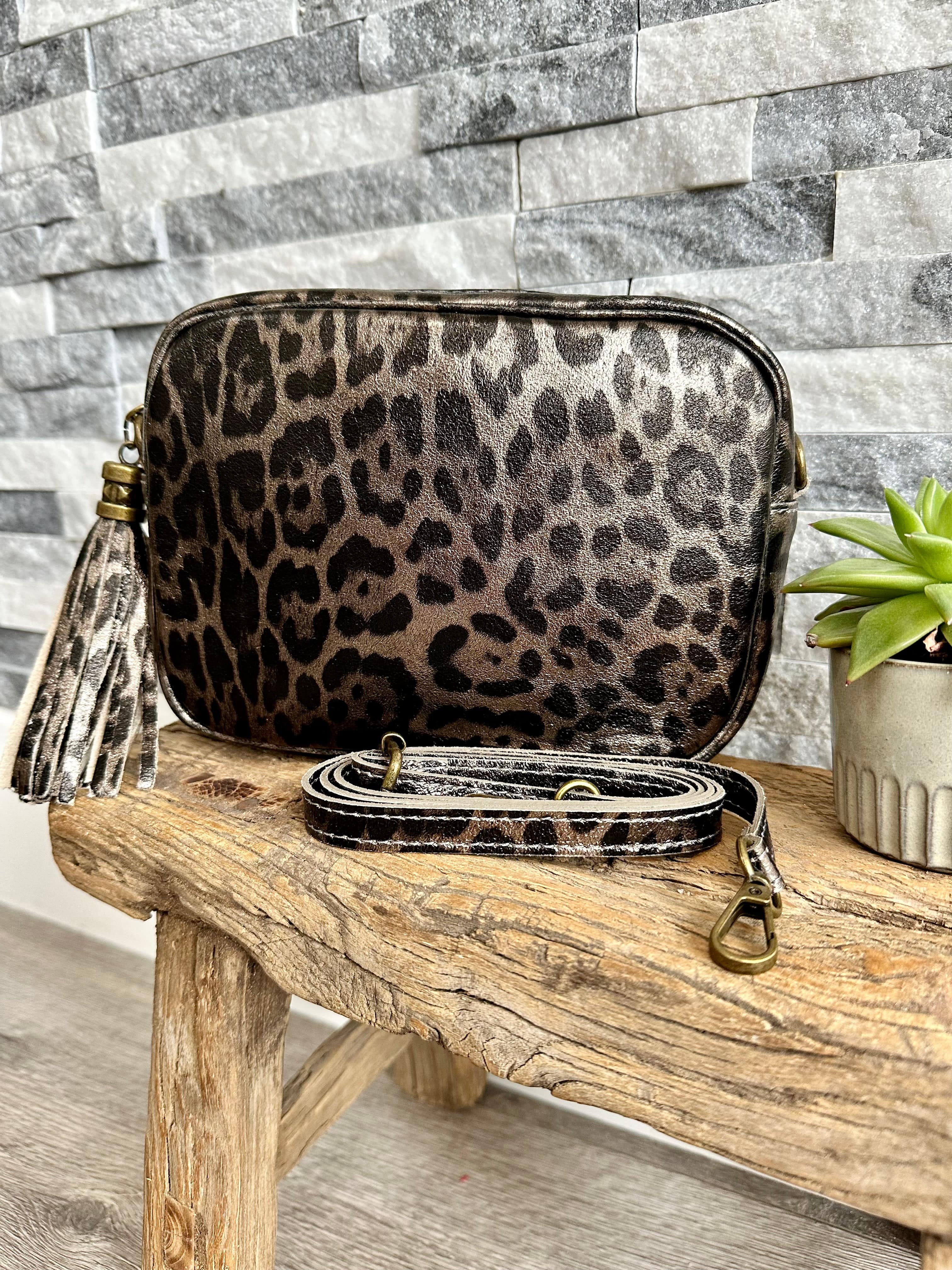 luscious scarves Genuine Italian Leather Animal Print Design Camera Bag , Crossbody.