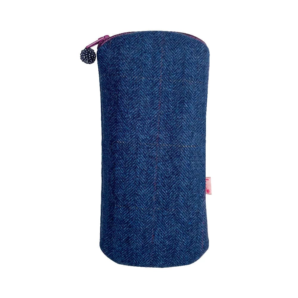 luscious scarves glasses case Lua Dark Denim Blue Herringbone Design Glasses Case / Purse