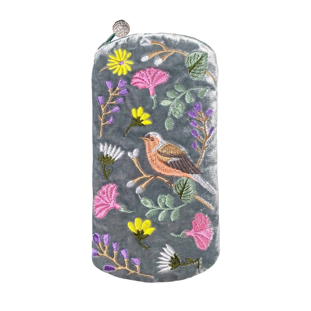 luscious scarves glasses case Lua Finch & Flower Glasses Case in a Soft Blue Velvet.