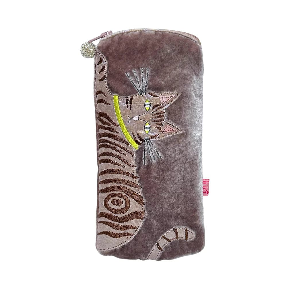 luscious scarves glasses case Lua Velvet Tabby Cat Glasses Case / Purse , Mink