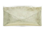 Load image into Gallery viewer, luscious scarves Gold Genuine Italian Leather Metallic Envelope Clutch Bag , 3 Colours Available.
