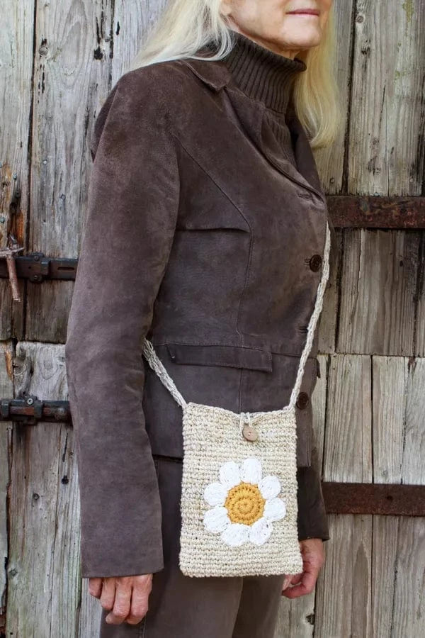 luscious scarves Handbags Pachamama Hemp/Cotton Cross Body Bag Daisy Flower, Fair Trade, Handmade.