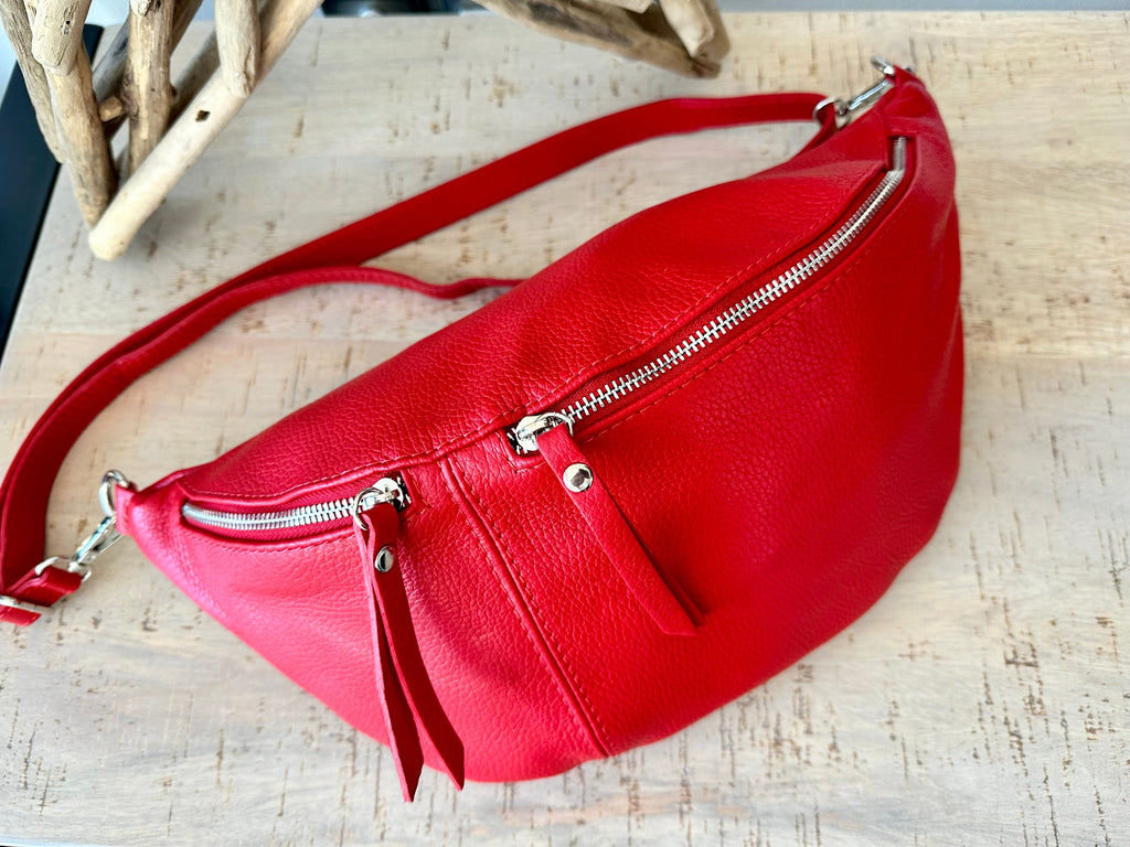 luscious scarves Handbags Rich Red Italian Leather Sling Bag / Chest Bag