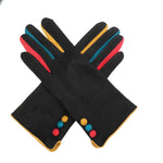 Load image into Gallery viewer, luscious scarves Hat scarf gloves Miss Sparrow Ladies Black Faux Suede Gloves with Multi Button Detailing.
