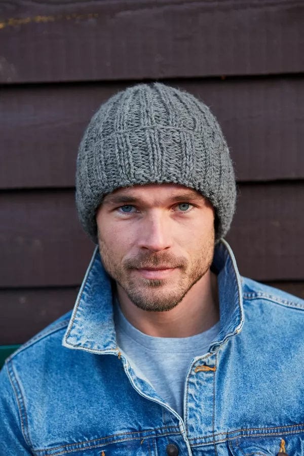 luscious scarves Hats Pachamama Men's Shetland Roll Back Beanie Steel Blue, Fairtrade, Handmade.