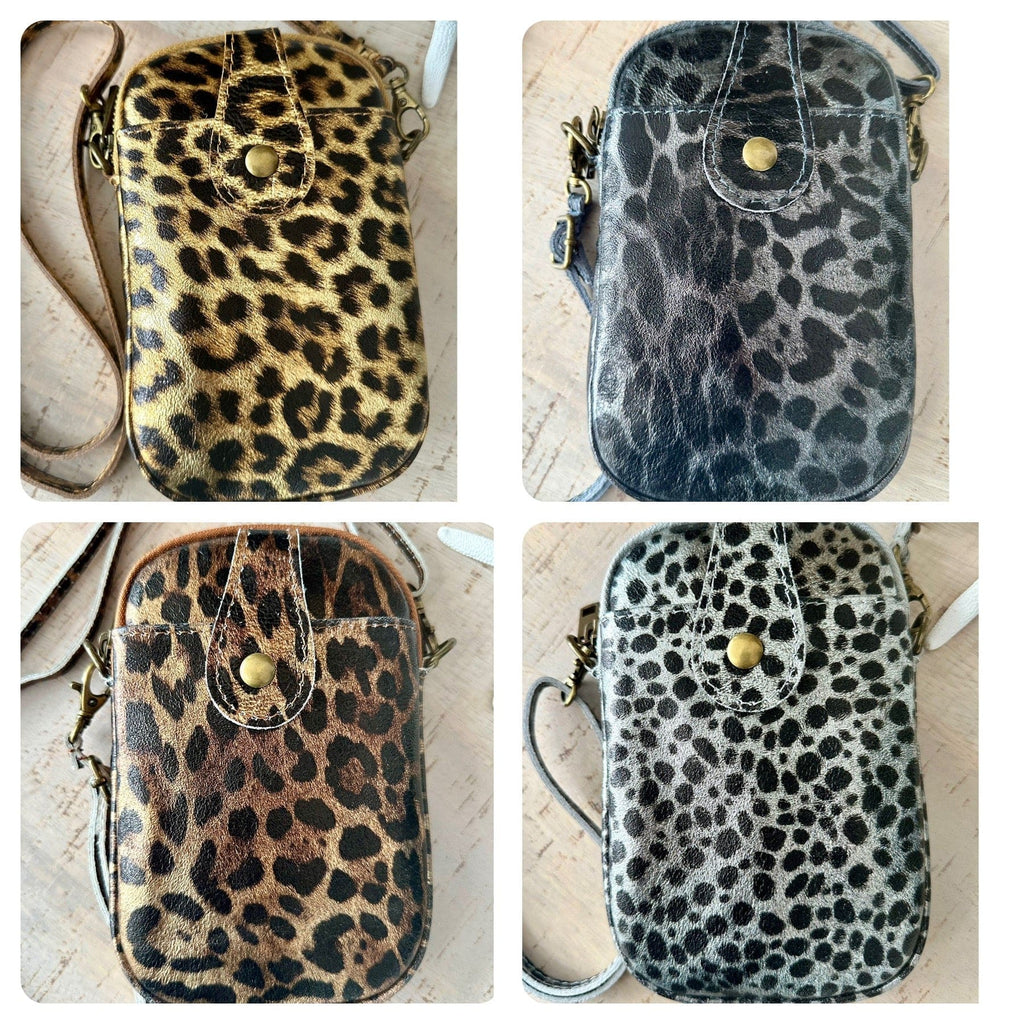 luscious scarves Italian leather crossbody phone bag - 4 Animal Print Designs.