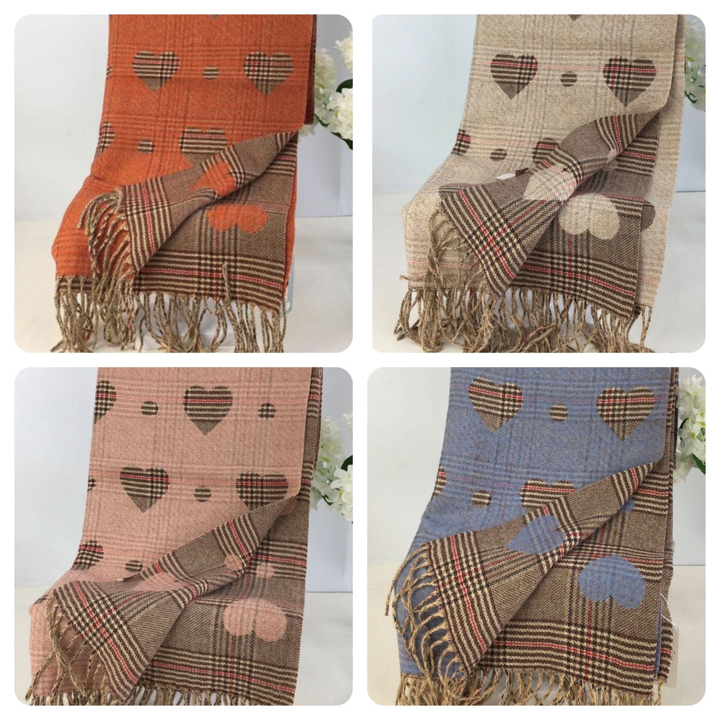 luscious scarves Ladies Hearts and Checks Reversible Scarf .