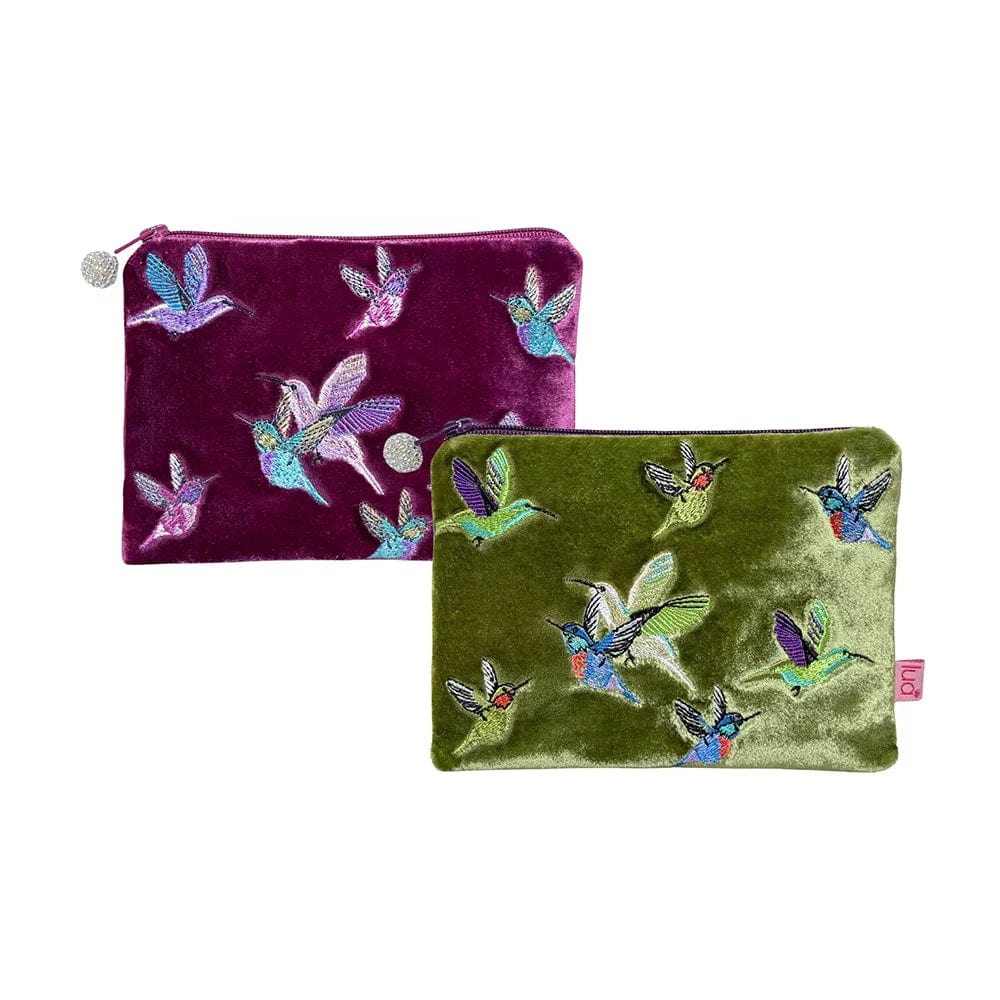 luscious scarves Ladies purse Lua Hummingbirds Design Embroidered Velvet Purse. 3 Colours Available.