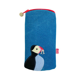 luscious scarves Lua Puffins Design Glasses Case, Soft Canvas Denim Blue ..