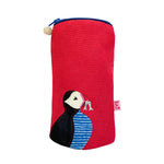 Load image into Gallery viewer, luscious scarves Lua Puffins Design Glasses Case, Soft Canvas Scarlett Red ..
