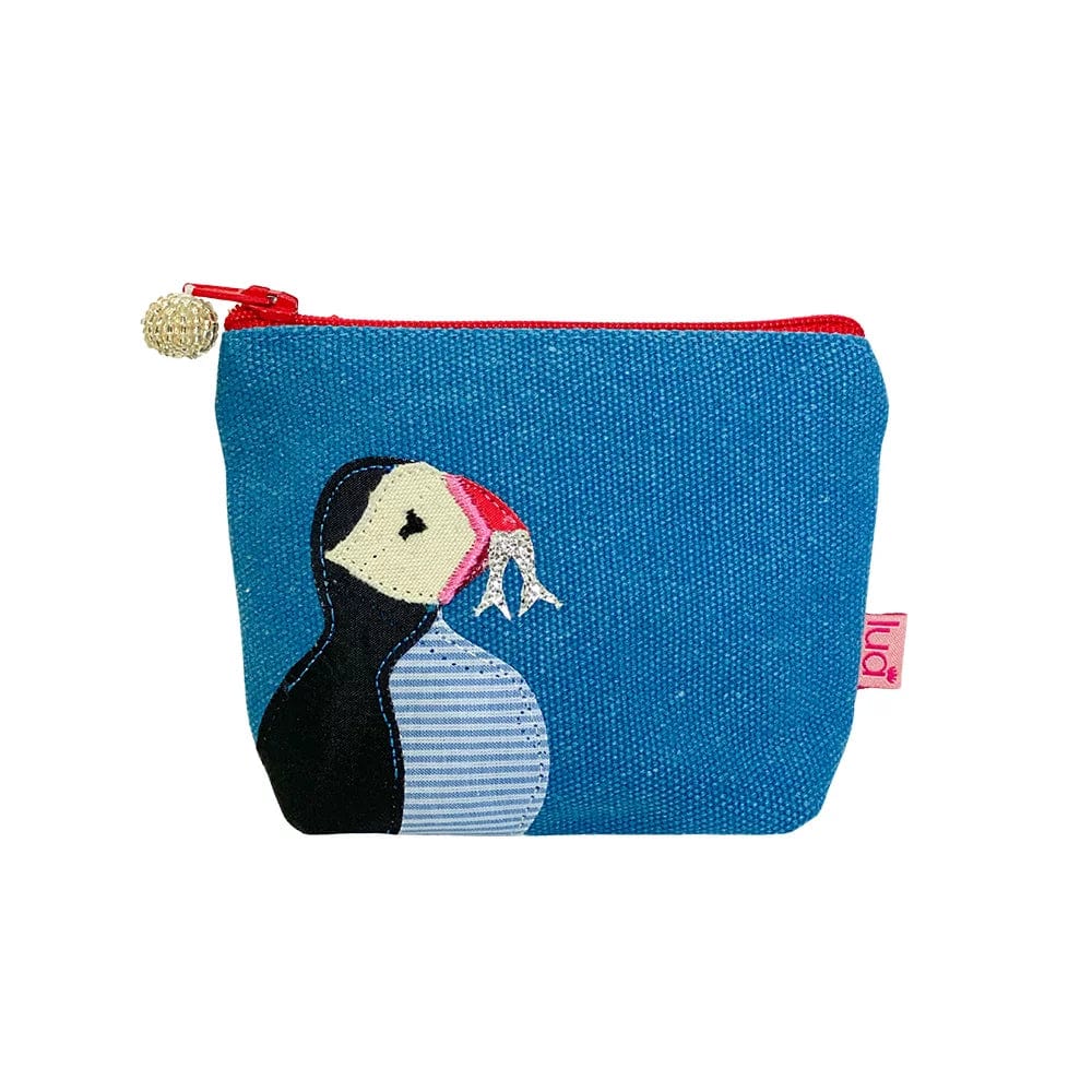 luscious scarves Lua Small Coin Puffin Purse with a Zip Top  , Denim Blue