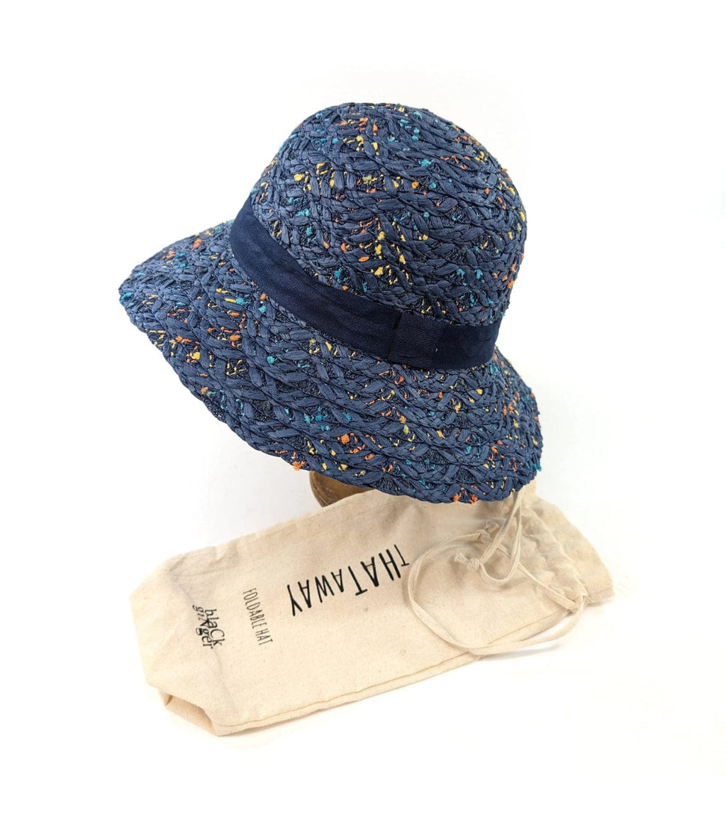 luscious scarves Navy Blue Confetti Cloche Packable Sun Hat