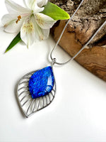 Load image into Gallery viewer, luscious scarves Necklaces Miss Milly Cobalt Blue and Silver Resin Teardrop Pendant Necklace FN525
