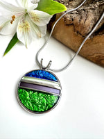 Load image into Gallery viewer, luscious scarves Necklaces Miss Milly Green , Cobalt Blue and Purple Saturn Necklace FN603
