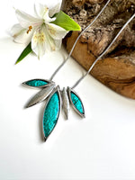 Load image into Gallery viewer, luscious scarves Necklaces Miss Milly Rich Teal and Silver Resin Leaf Necklace . FN551
