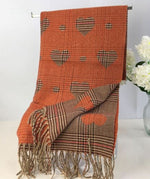 Load image into Gallery viewer, luscious scarves Orange Ladies Hearts and Checks Reversible Scarf .
