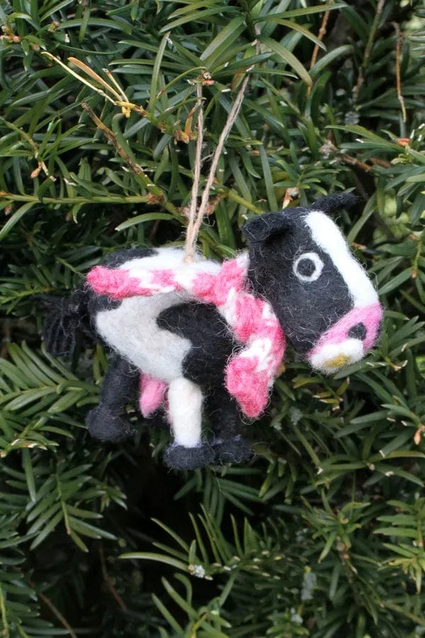 luscious scarves Pachamama Daisy The Dairy Cow Christmas Tree Decoration, Handmade , Fairtrade