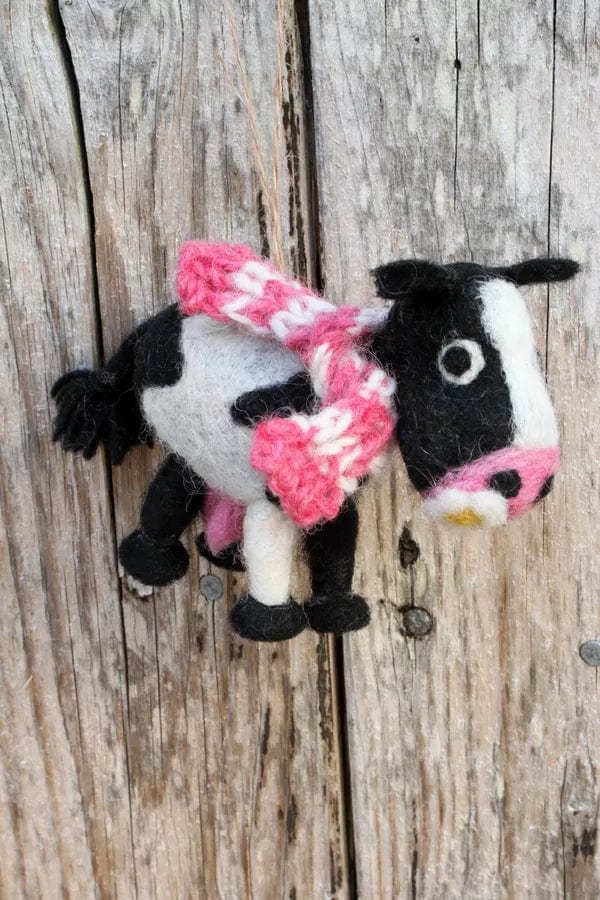 luscious scarves Pachamama Daisy The Dairy Cow Christmas Tree Decoration, Handmade , Fairtrade