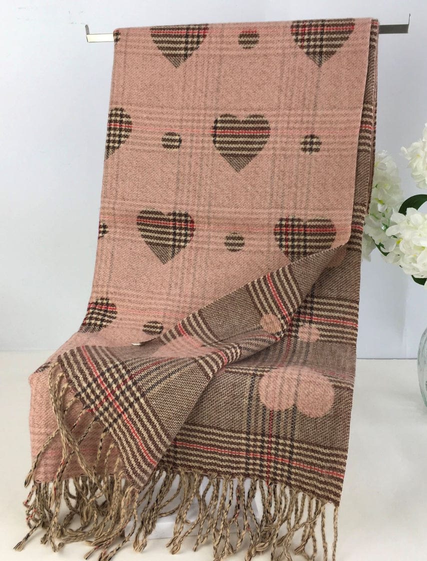 luscious scarves Pink Ladies Hearts and Checks Reversible Scarf .