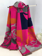 Load image into Gallery viewer, luscious scarves Pink &amp; Navy Ladies Mackintosh Style Winter Wrap , Blanket Scarf.
