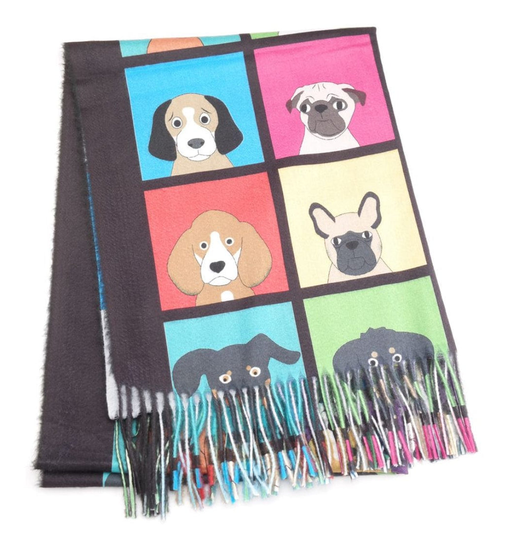 luscious scarves Red Cuckoo Cute Dogs Scarf , Black .