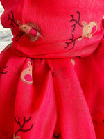 Load image into Gallery viewer, luscious scarves Red Nose Reindeer Christmas Lightweight Scarf available in 4 Colours .
