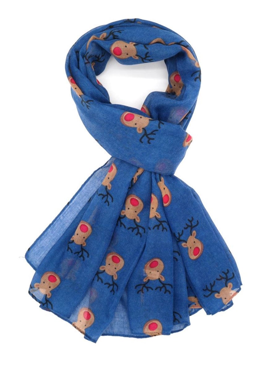 luscious scarves Red Nose Reindeer Christmas Lightweight Scarf available in 4 Colours .