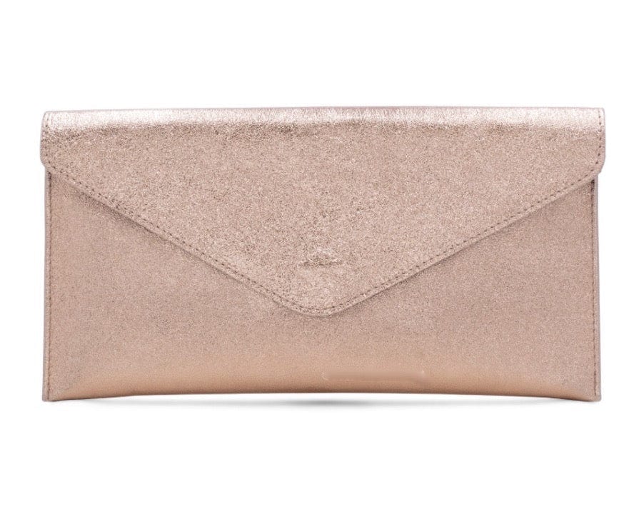 luscious scarves Rose gold Genuine Italian Leather Metallic Envelope Clutch Bag , 3 Colours Available.