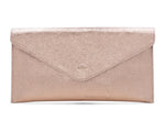 Load image into Gallery viewer, luscious scarves Rose gold Genuine Italian Leather Metallic Envelope Clutch Bag , 3 Colours Available.
